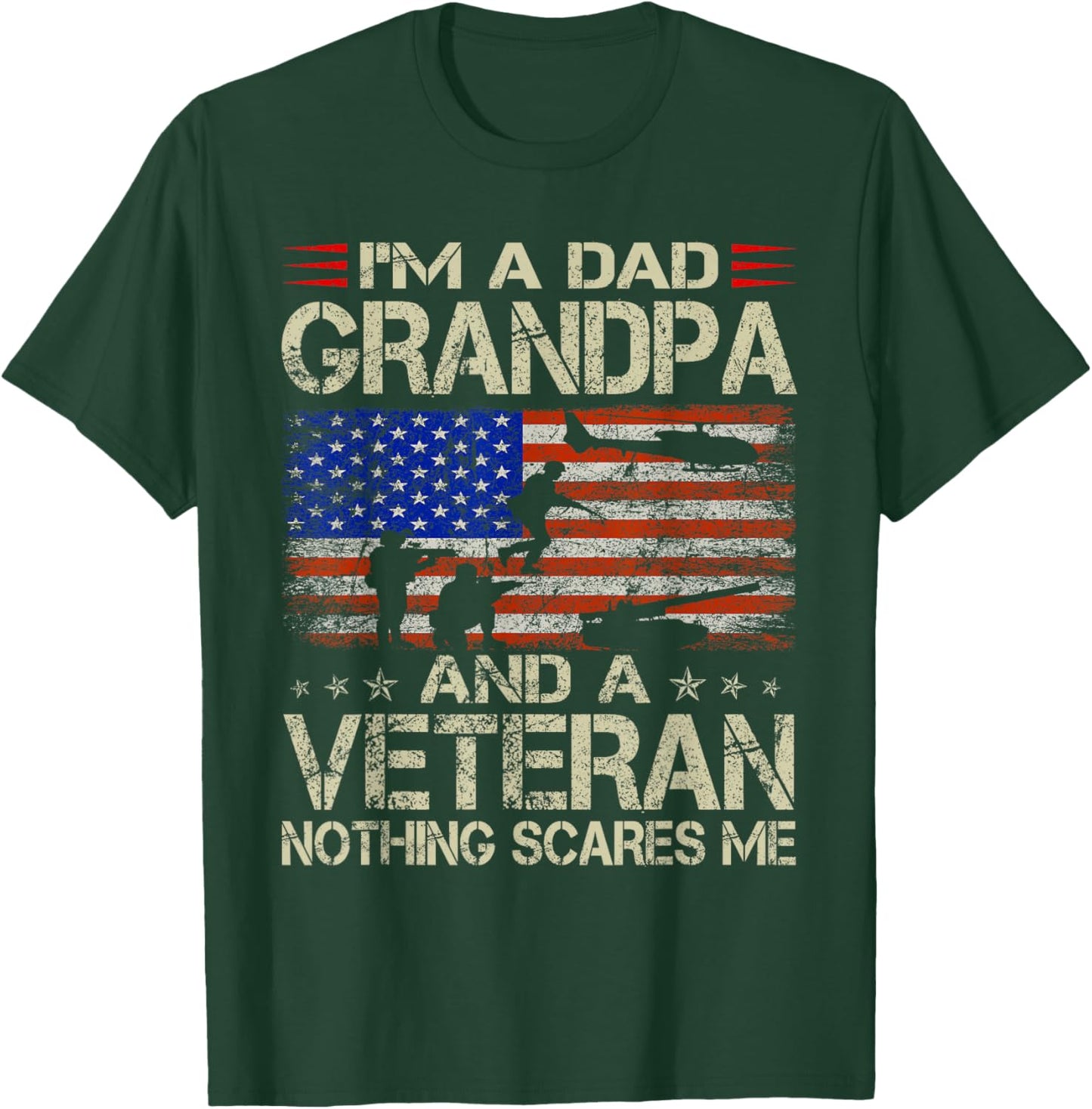 I'm A Dad Grandpa and Veteran Funny Retro Papa Grandpa Gifts T-Shirt - T-Shirt | Forest