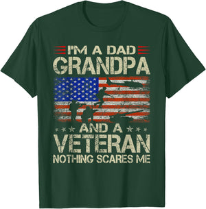 I'm A Dad Grandpa and Veteran Funny Retro Papa Grandpa Gifts T-Shirt - T-Shirt | Forest