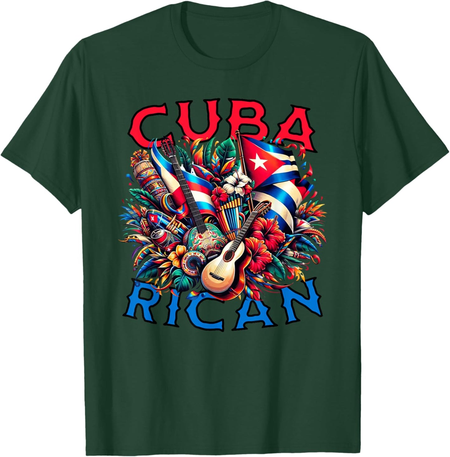 Cuba-Rican Cuban & Puerto Rican Colorful Culture celebration T-Shirt - T-Shirt | Forest