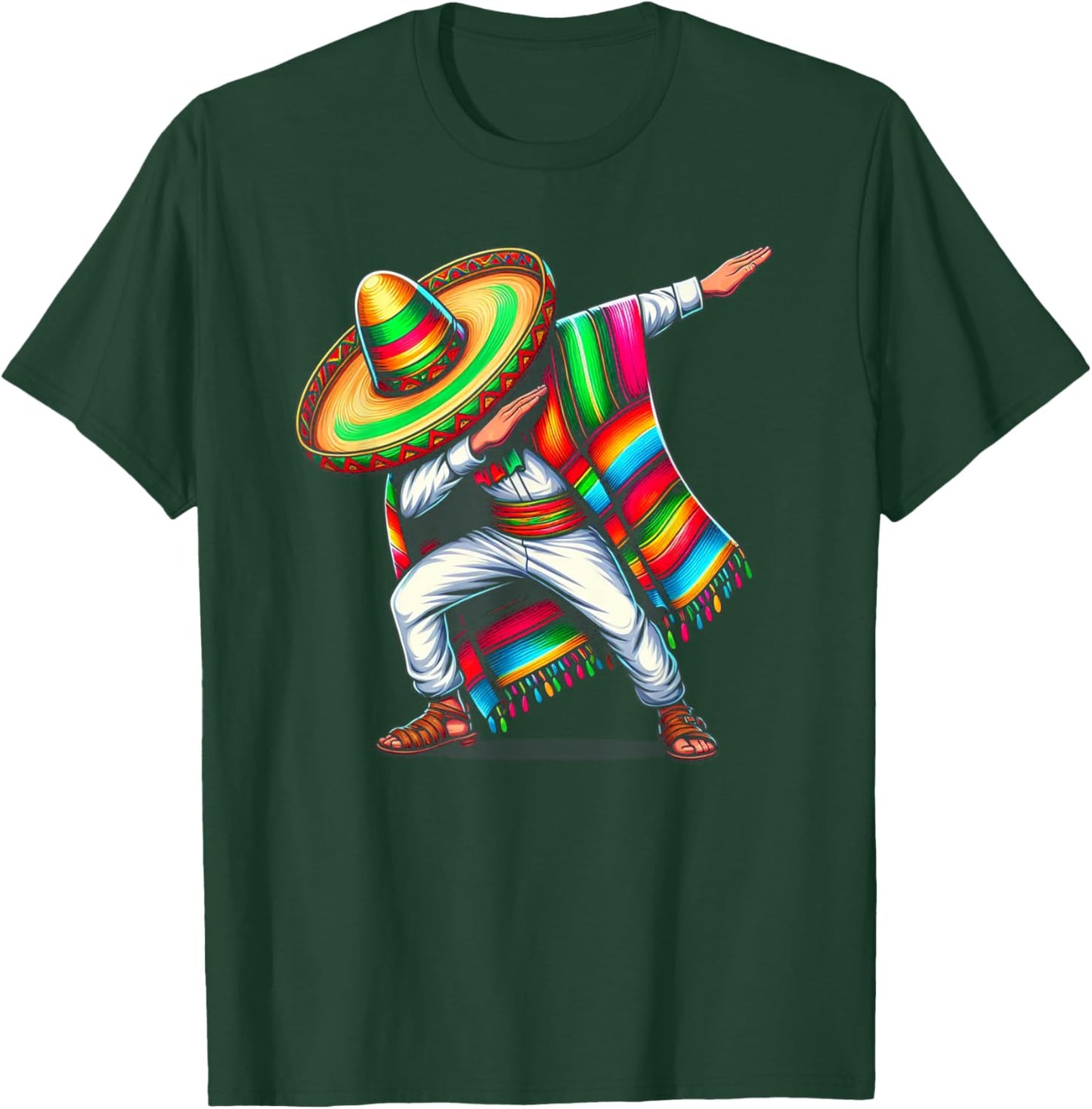Dabbing Poncho Cinco de Mayo Mexican Sombrero Festival T-Shirt - T-Shirt | Forest