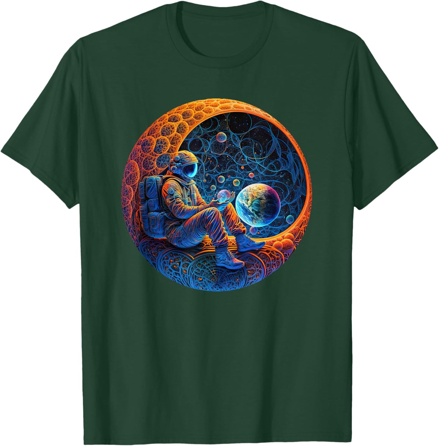 Meditating Astronaut Planets Meditation Astral Travel T-Shirt - T-Shirt | Forest