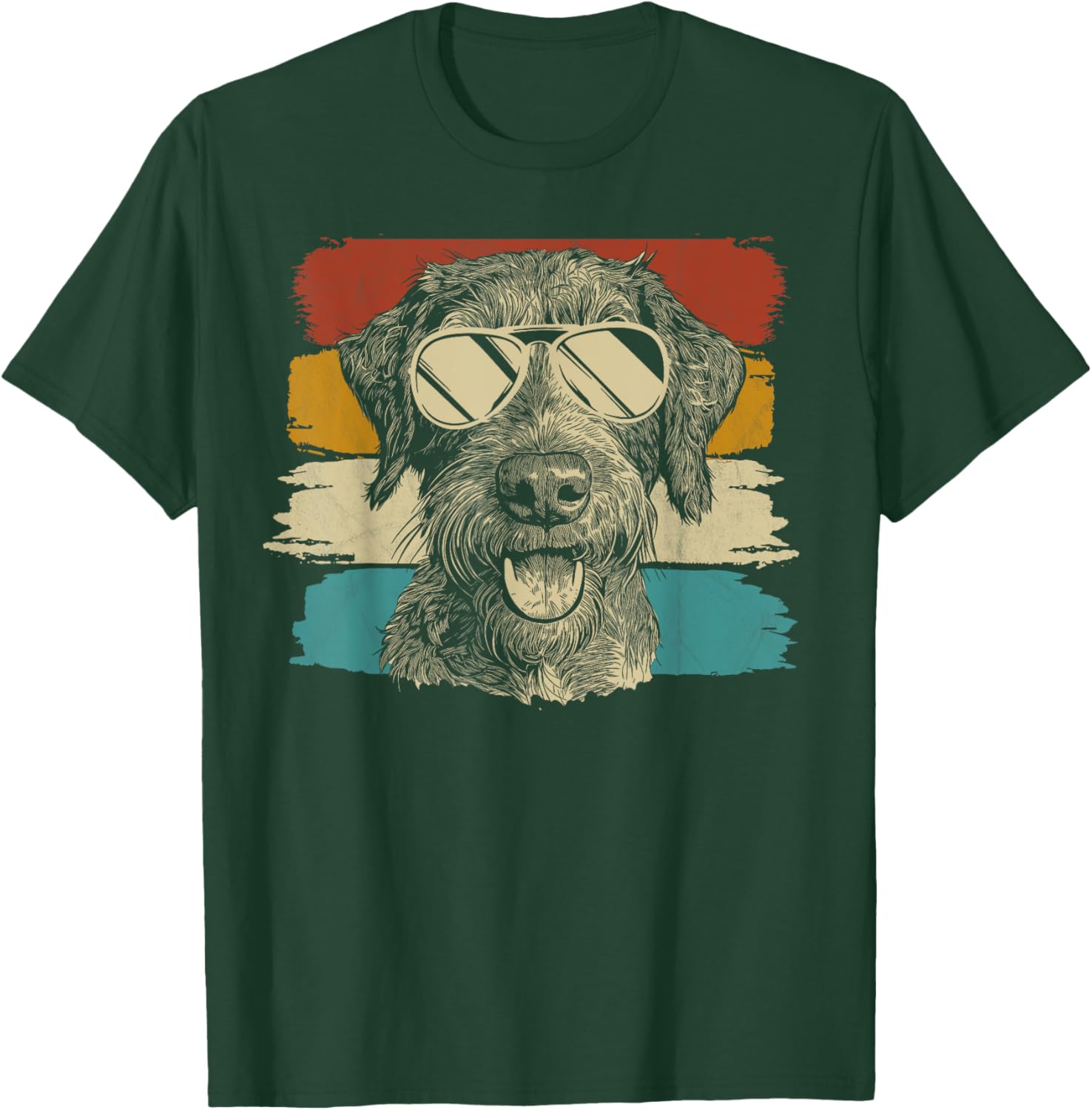 German Wirehaired Pointer with sunglasses retro T-Shirt - T-Shirt | Forest