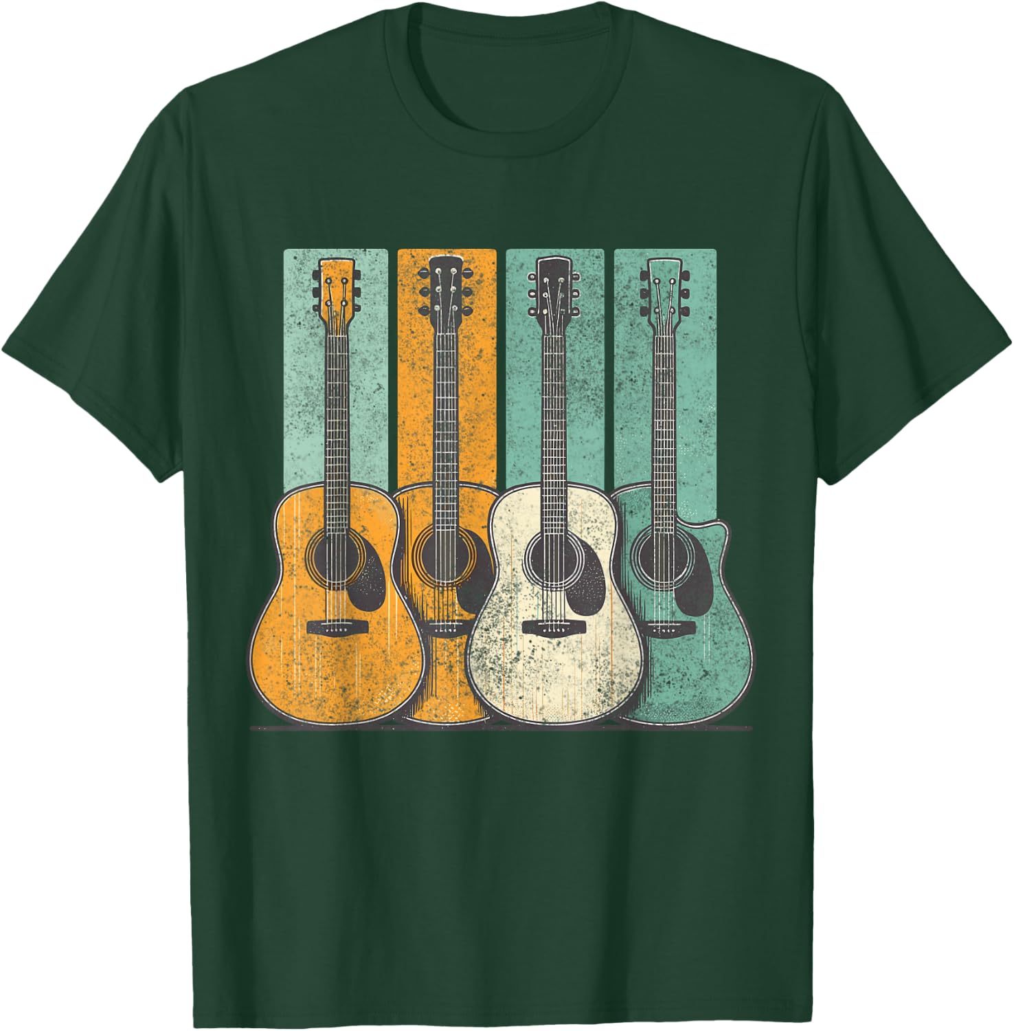 Acoustic Guitar Vintage Guitarist Music T-Shirt - T-Shirt | Forest