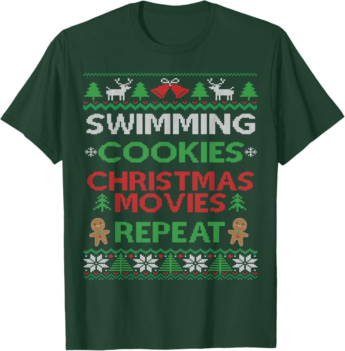 Swimming Ugly Christmas Design Swimmer & Diving Swim Team T-Shirt - T-Shirt | Forest