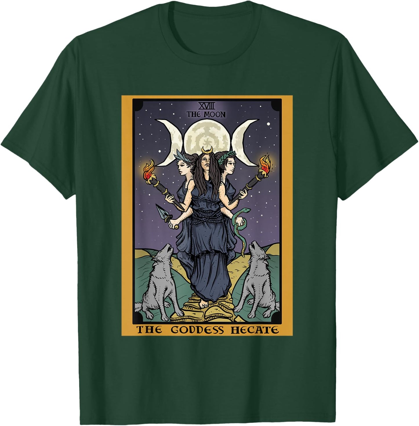 The Goddess Hecate Tarot Card Triple Moon Wiccan Pagan Witch T-Shirt - T-Shirt | Forest