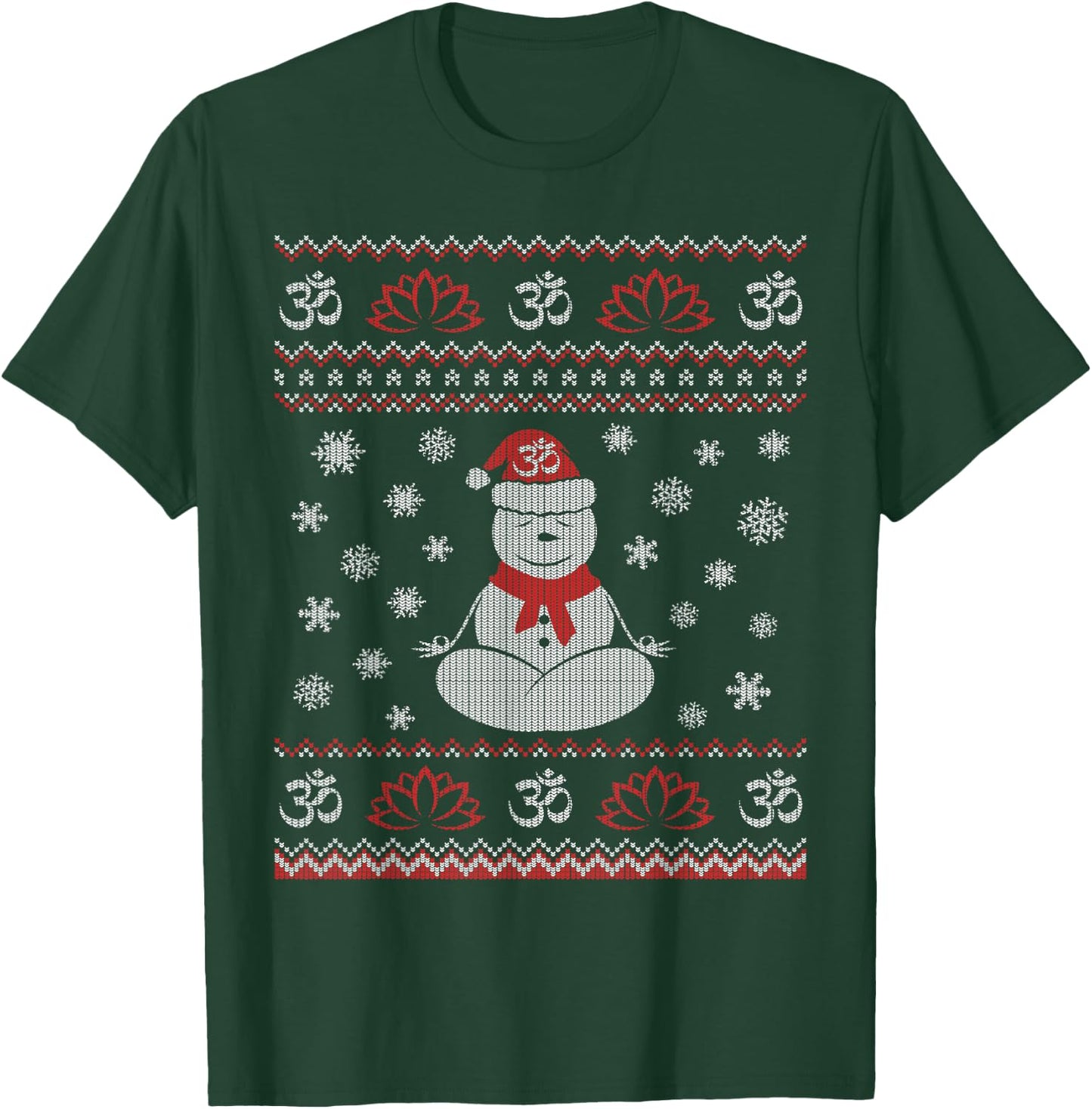 Yoga Snowman Meditating Lotus Pose Ugly Christmas T-Shirt - T-Shirt | Forest