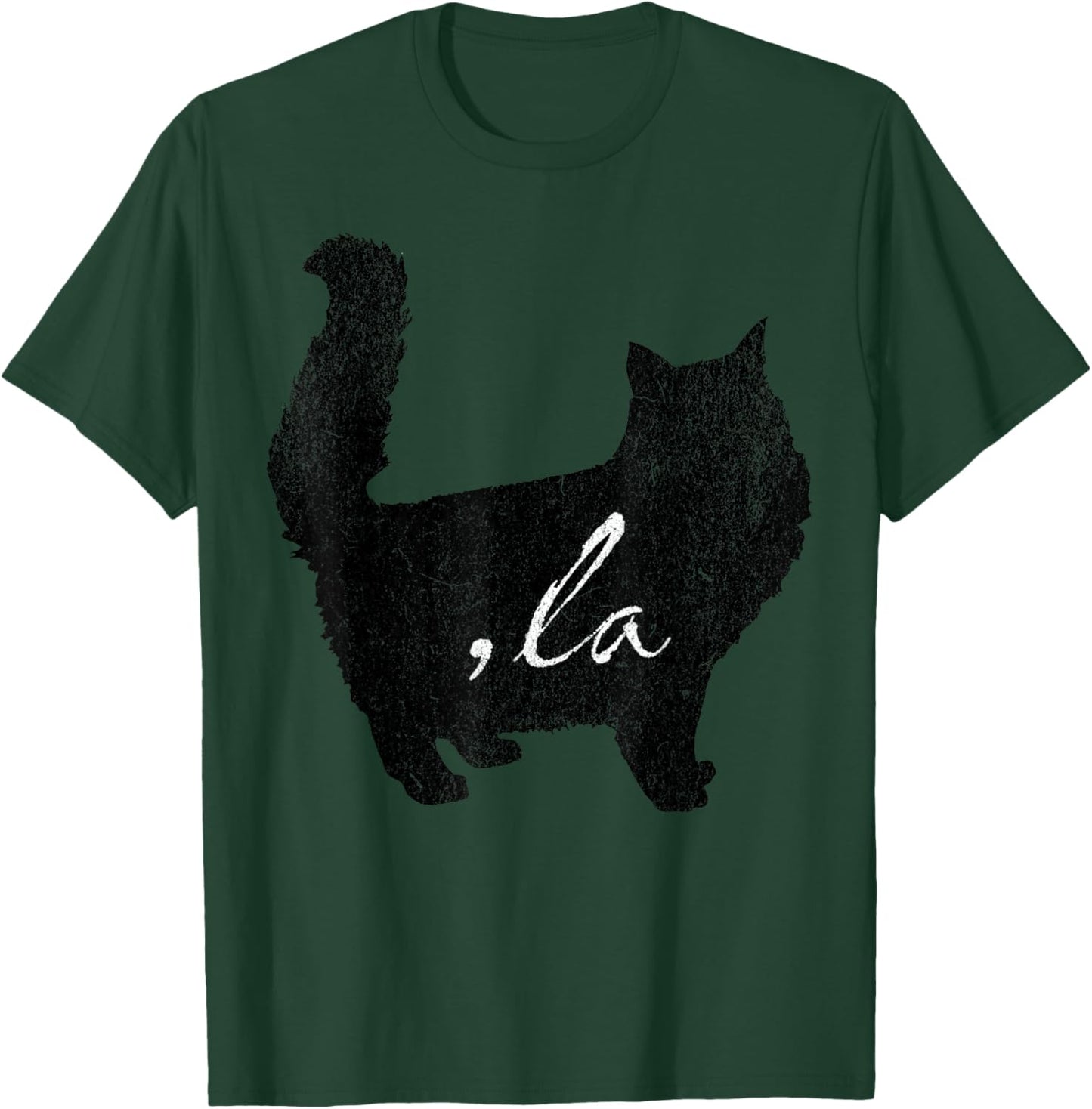 la/ Comma la/Comma la in A Black Cat Silhouette T-Shirt - T-Shirt | Forest