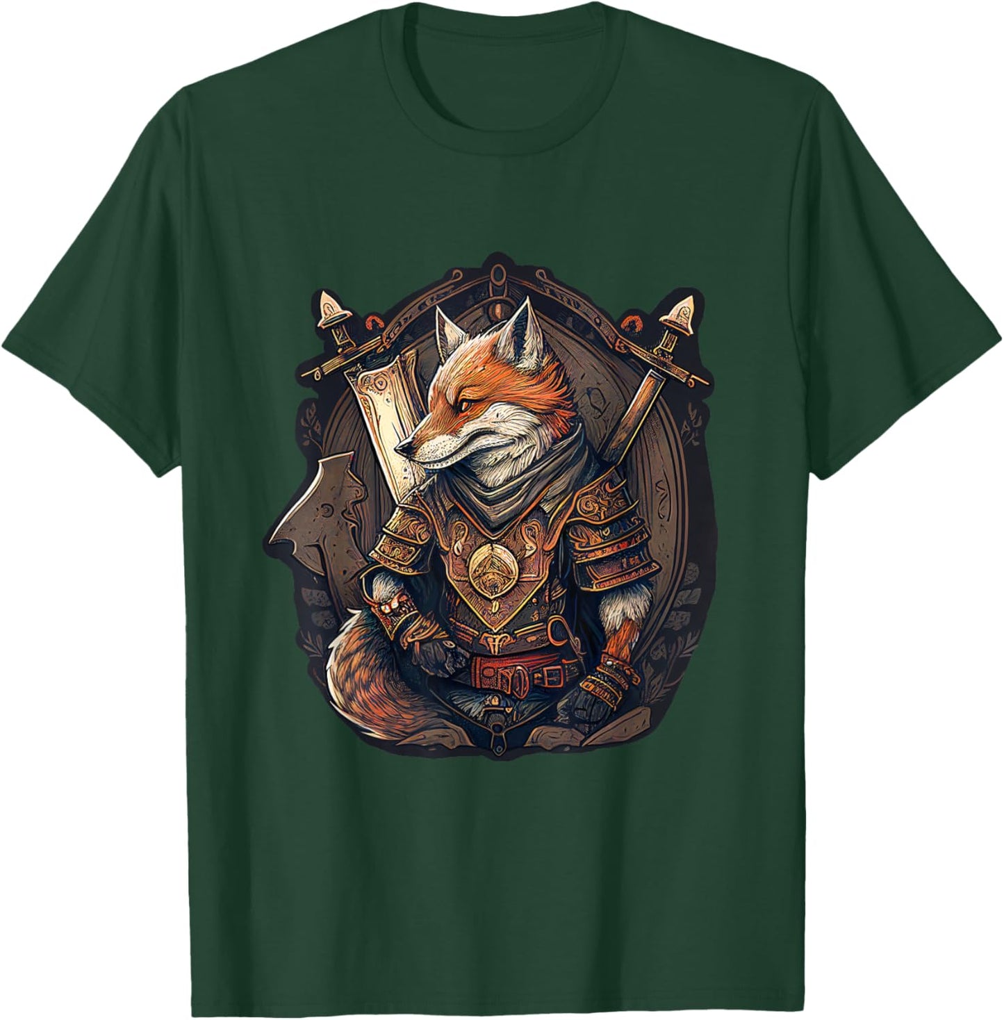 Medieval Anthropomorphic Fox Warrior Cute But Fierce T-Shirt - T-Shirt | Forest
