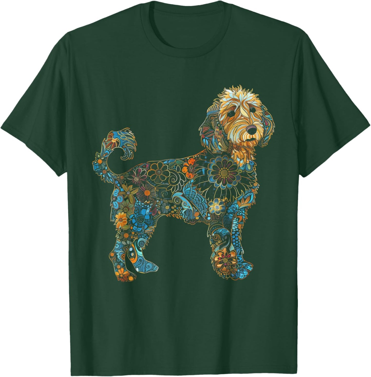 Goldendoodle Dog Vintage Flowers Doodle Mom T-Shirt - T-Shirt | Forest