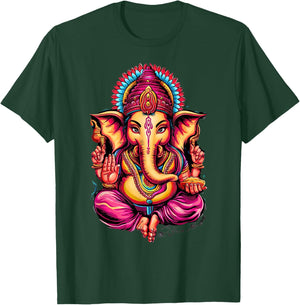 Hindu Ganesha Puja Elephant God India Meditation Yoga Murti T-Shirt - T-Shirt | Forest