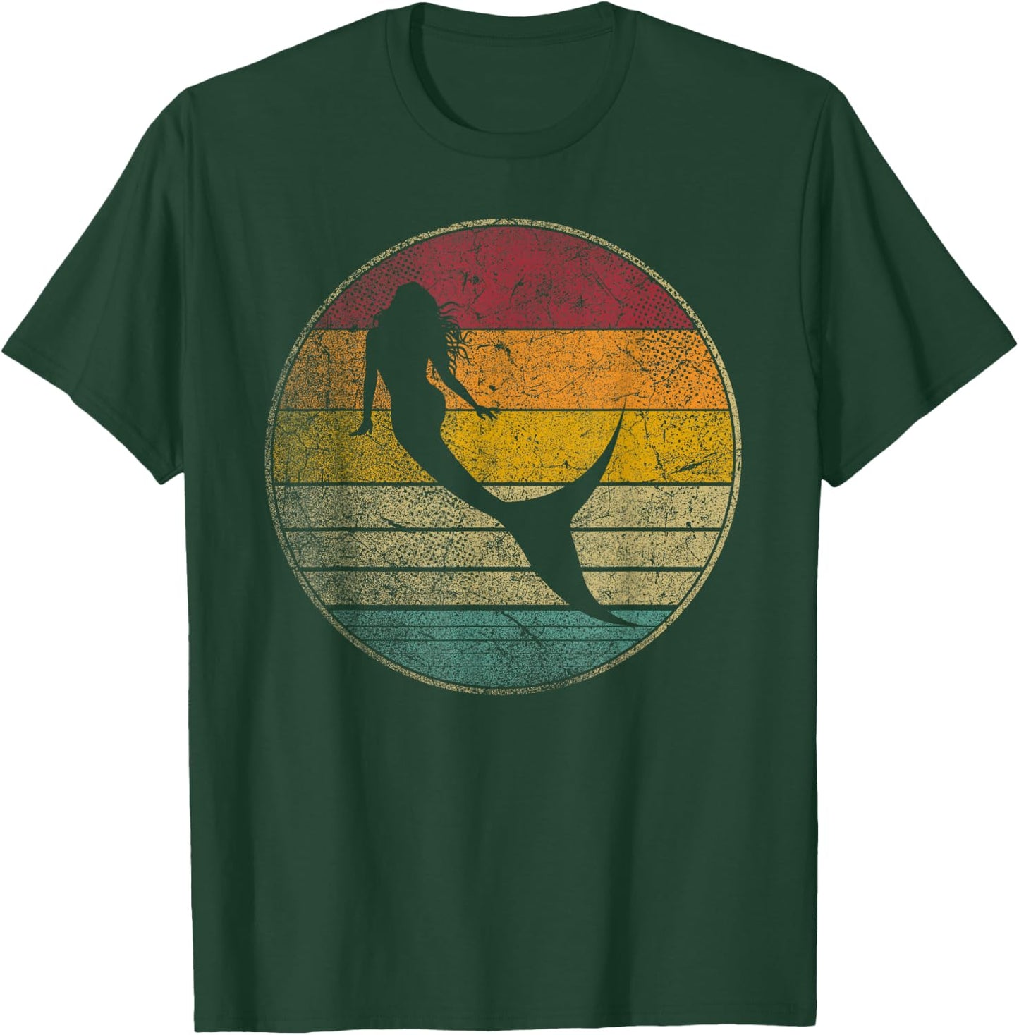 Mermaid Vintage Distressed Retro Style Silhouette 70s 80s T-Shirt - T-Shirt | Forest