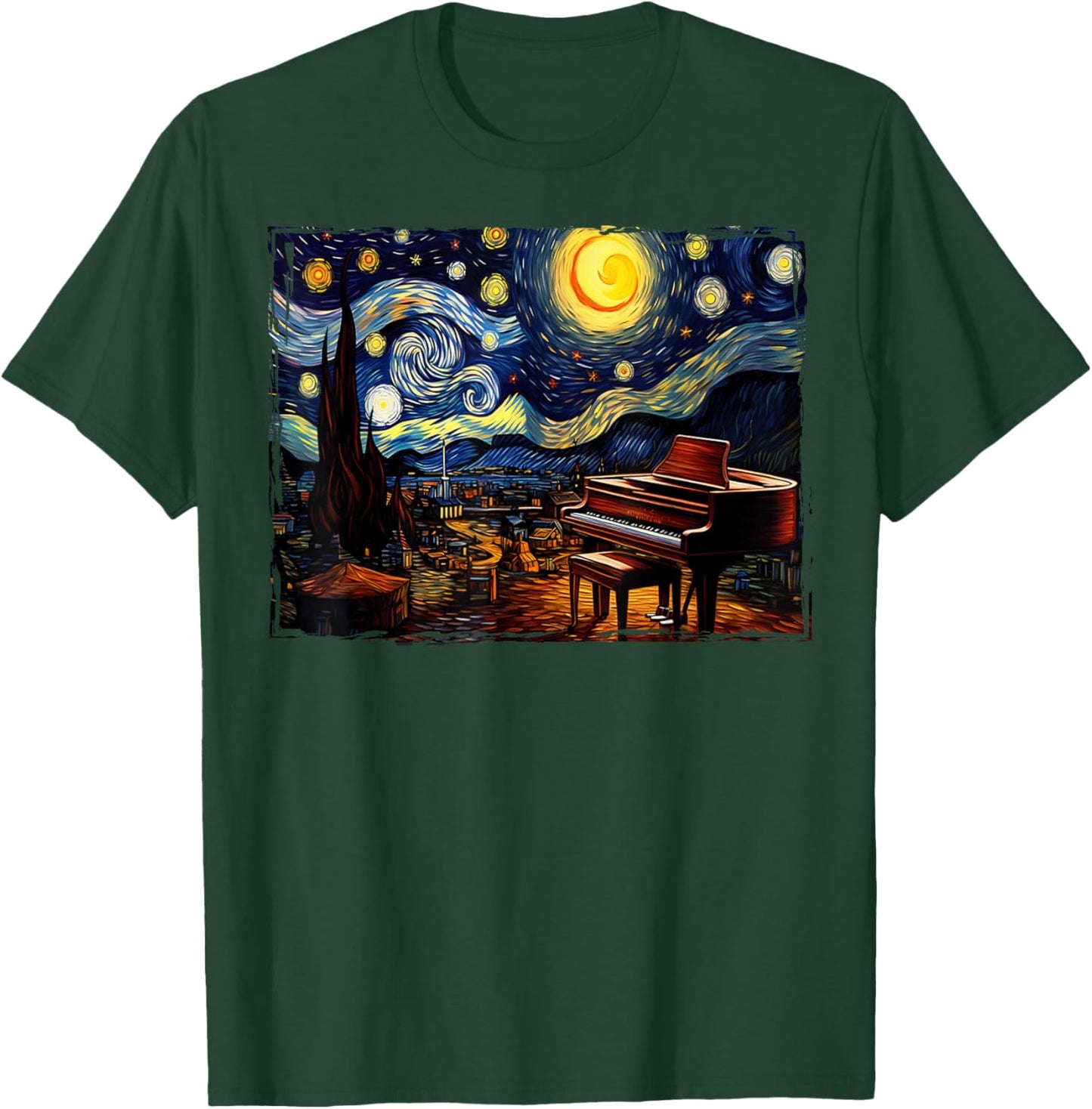 Van Gogh Music Lover Piano Piano Piano T-Shirt - T-Shirt | Forest