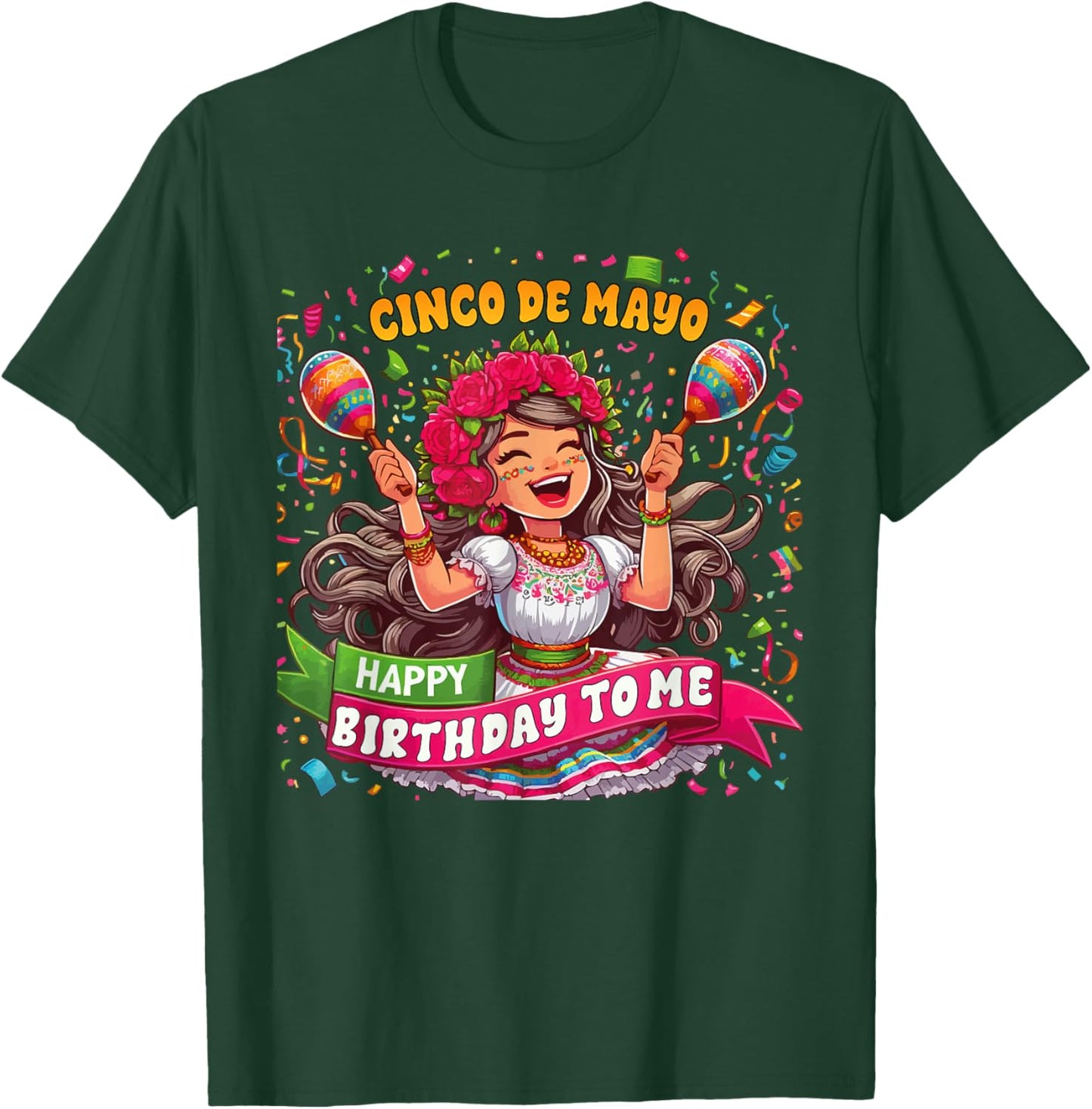 Happy Cinco De Mayo Birthday To Me Mexican Party Maracas T-Shirt - T-Shirt | Forest