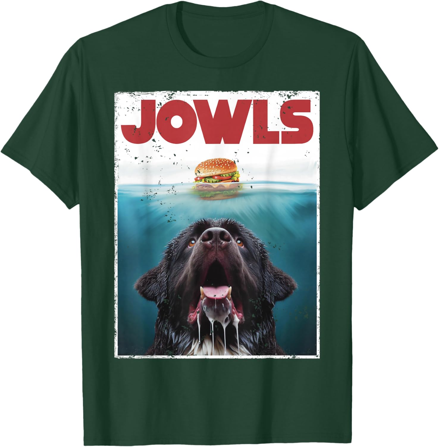 Funny Newfoundland Dog, Newfie Lab Jowls Burger, Dog Mom Dad T-Shirt - T-Shirt | Forest