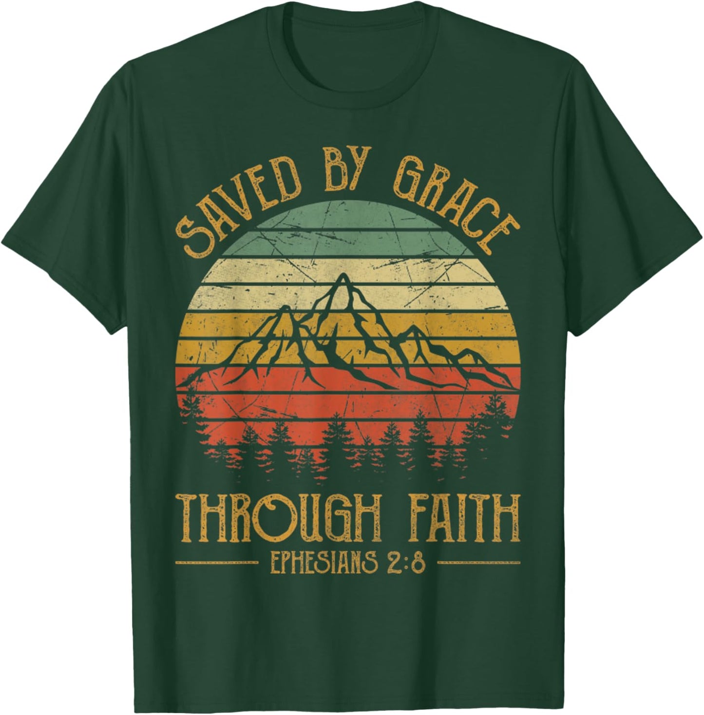 Vintage Christian Saved By Grace Through Faith T-Shirt - T-Shirt | Forest