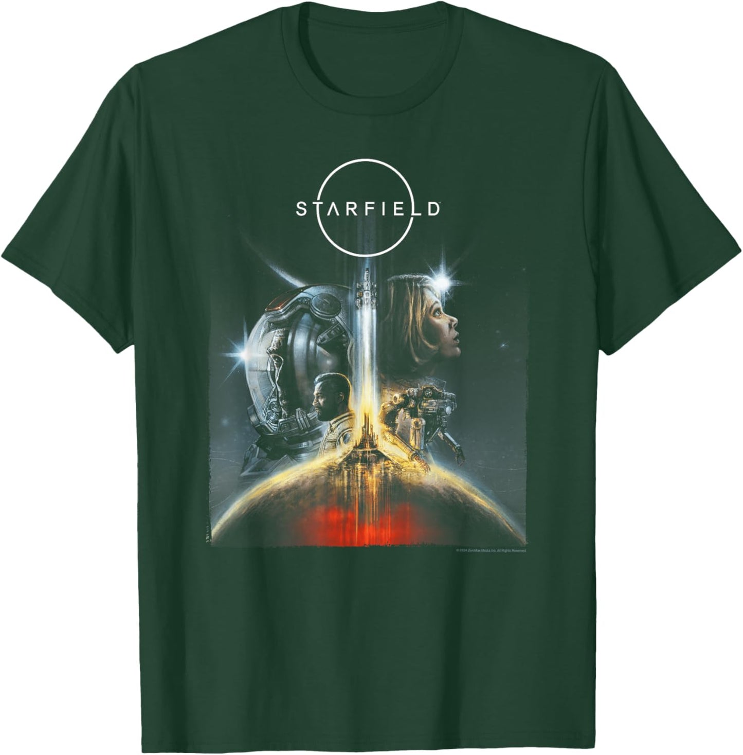 Starfield Cover Art Characters Video Game T-Shirt - T-Shirt | Forest