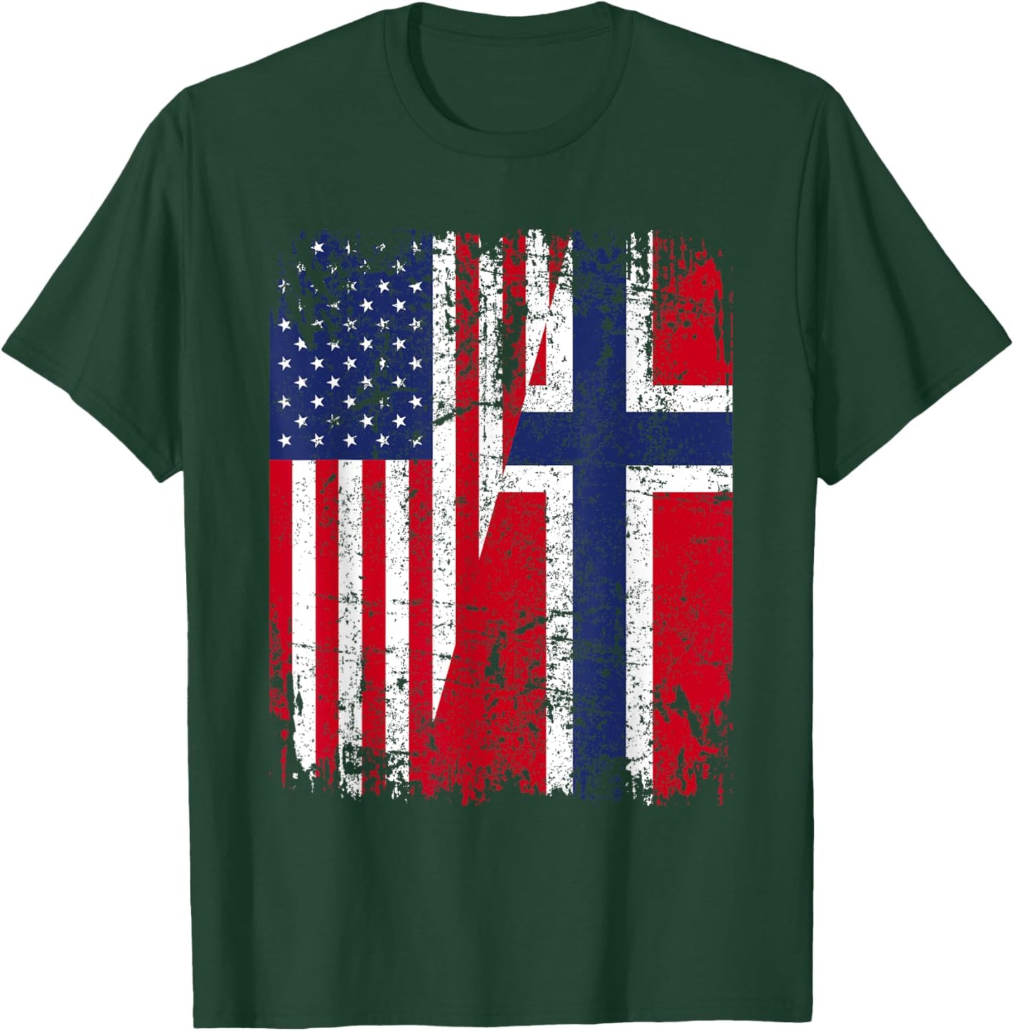 NORWEGIAN American Flag | Men Women Kids | NORWAY T-Shirt - T-Shirt | Forest