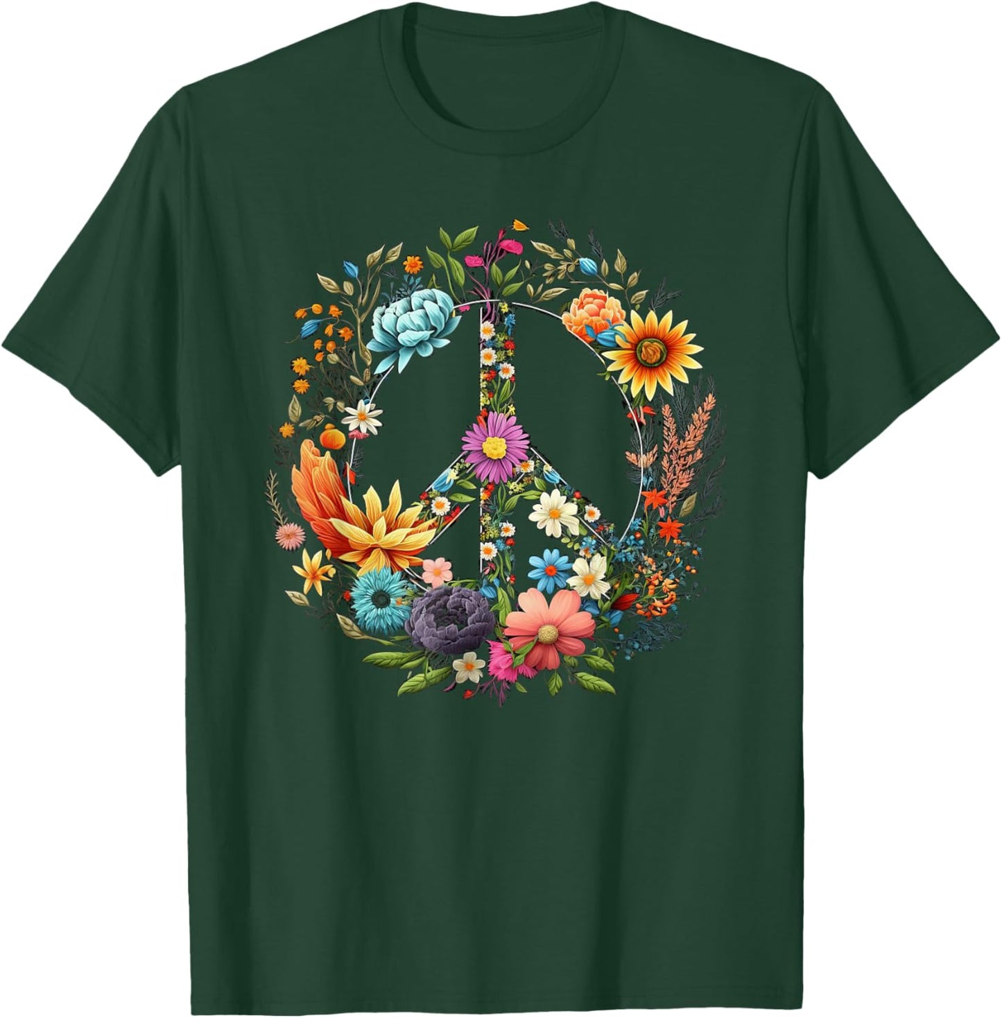 Peace hand tie sign of freedom hippie flower child T-Shirt - T-Shirt | Forest