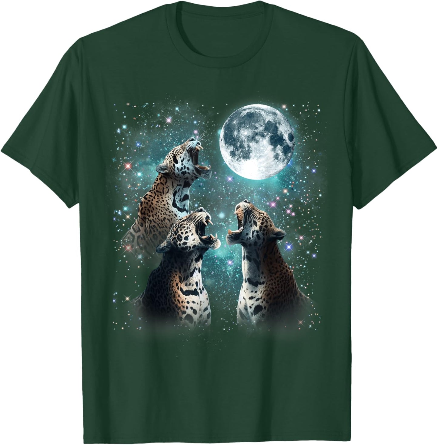 3 Jaguar Moon Howling Jaguar Head Funny , Women, Kid T-Shirt - T-Shirt | Forest