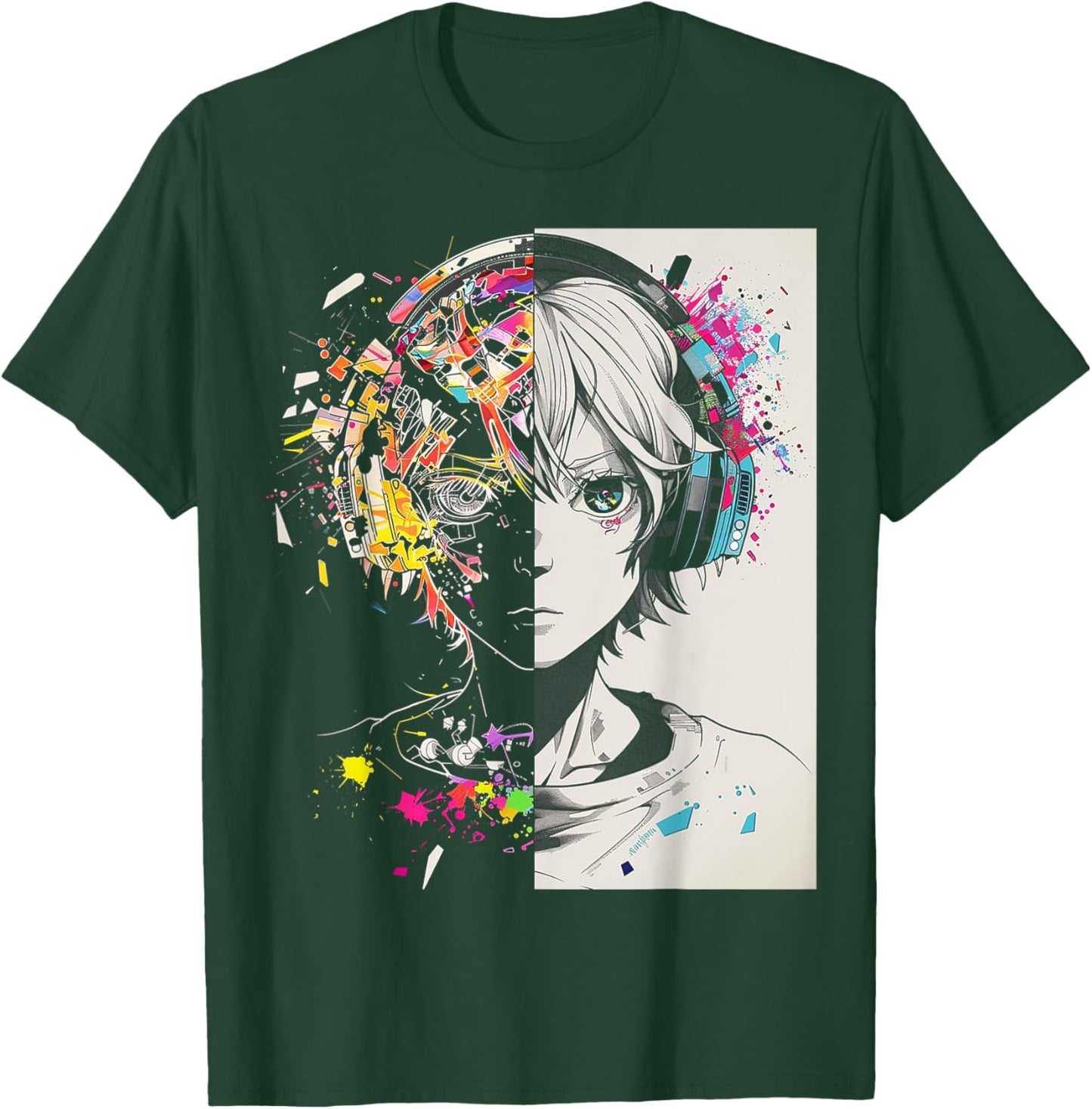 Anime Manga Motif Headphone Artwork Anime T-Shirt - T-Shirt | Forest