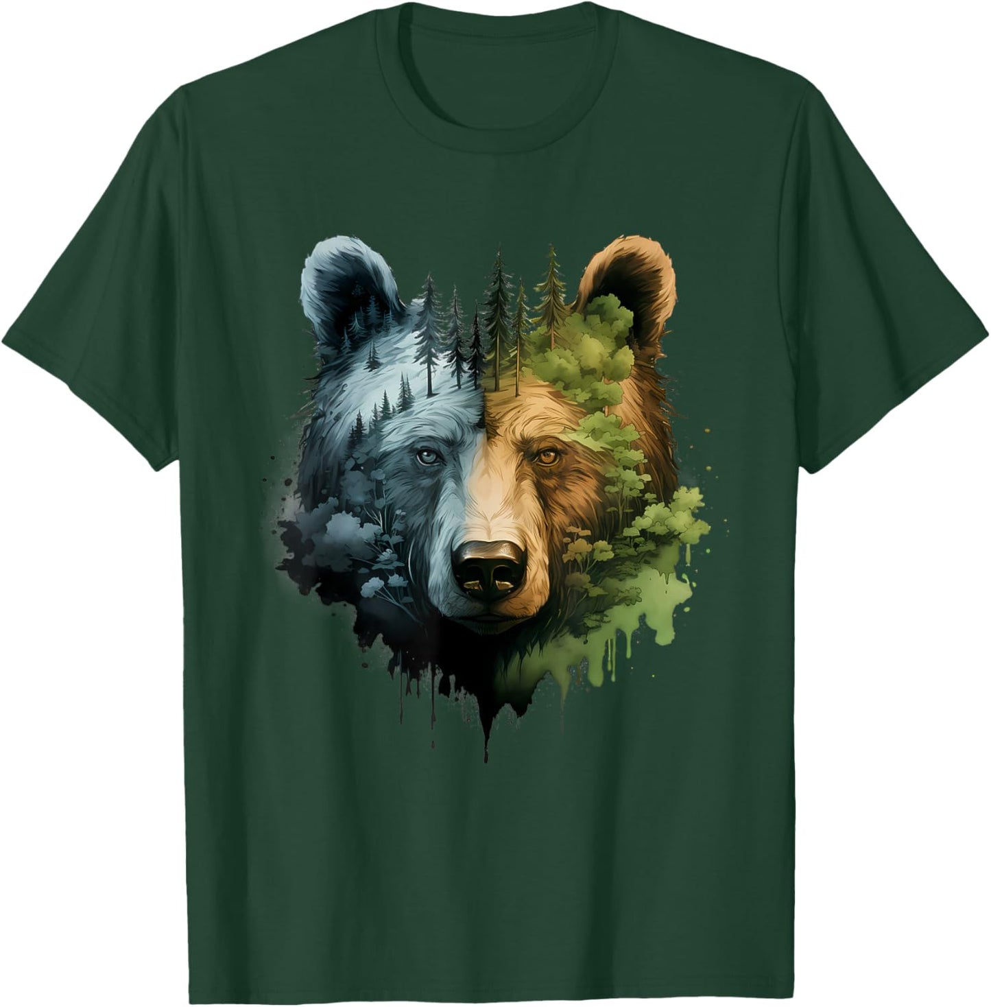 Bear Forest Portrait Animal Art Motif Nature Wildlife T-Shirt - T-Shirt | Forest