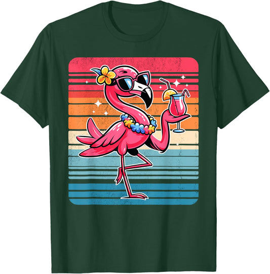 Cool Retro Flamingo in Sunglasses Funny Flamingo T-Shirt - T-Shirt | Forest