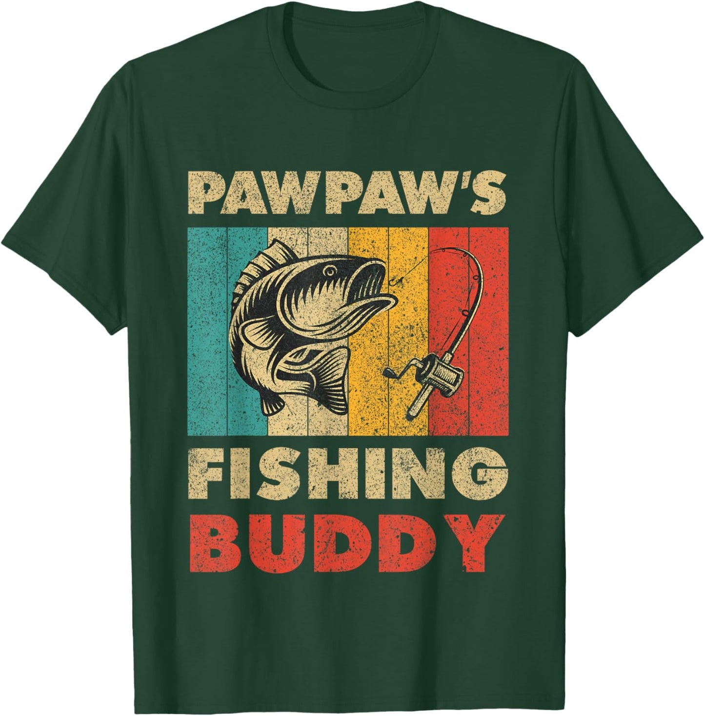 Funny Fishing Pawpaw's Fishing Buddy Vintage Fishing T-Shirt - T-Shirt | Forest