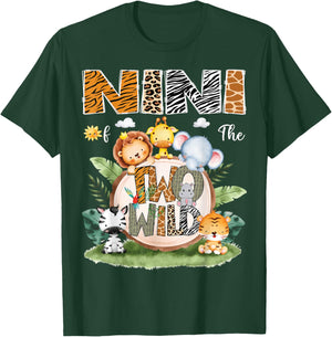 Nini Of The Two Wild 2Nd Birthday Safari Animal Lover T-Shirt - T-Shirt | Forest