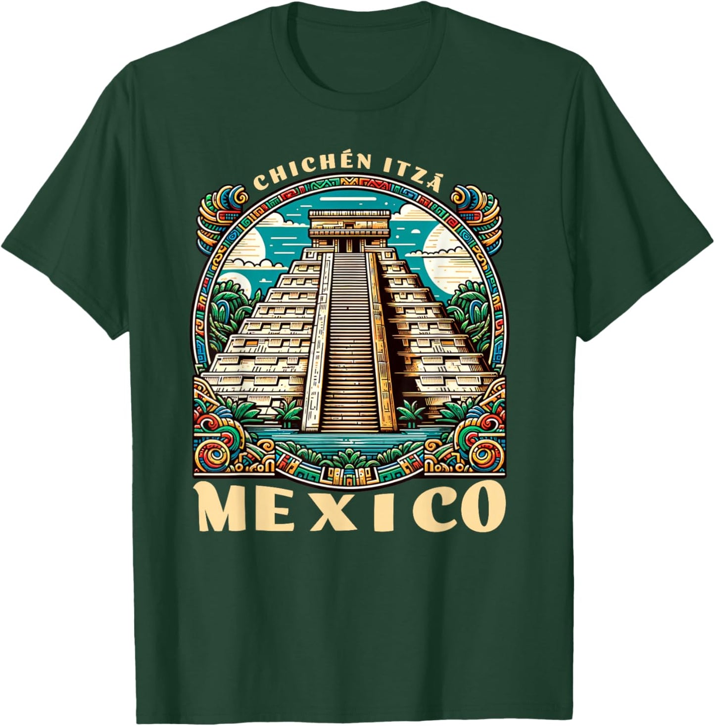 Matching Mexico Family Trip Chichen Itza Pyramids Mayan Ruins And Temple Of Kukulcan Aztec Mexican Vacation , Small, Black T-Shirt - T-Shirt | Forest