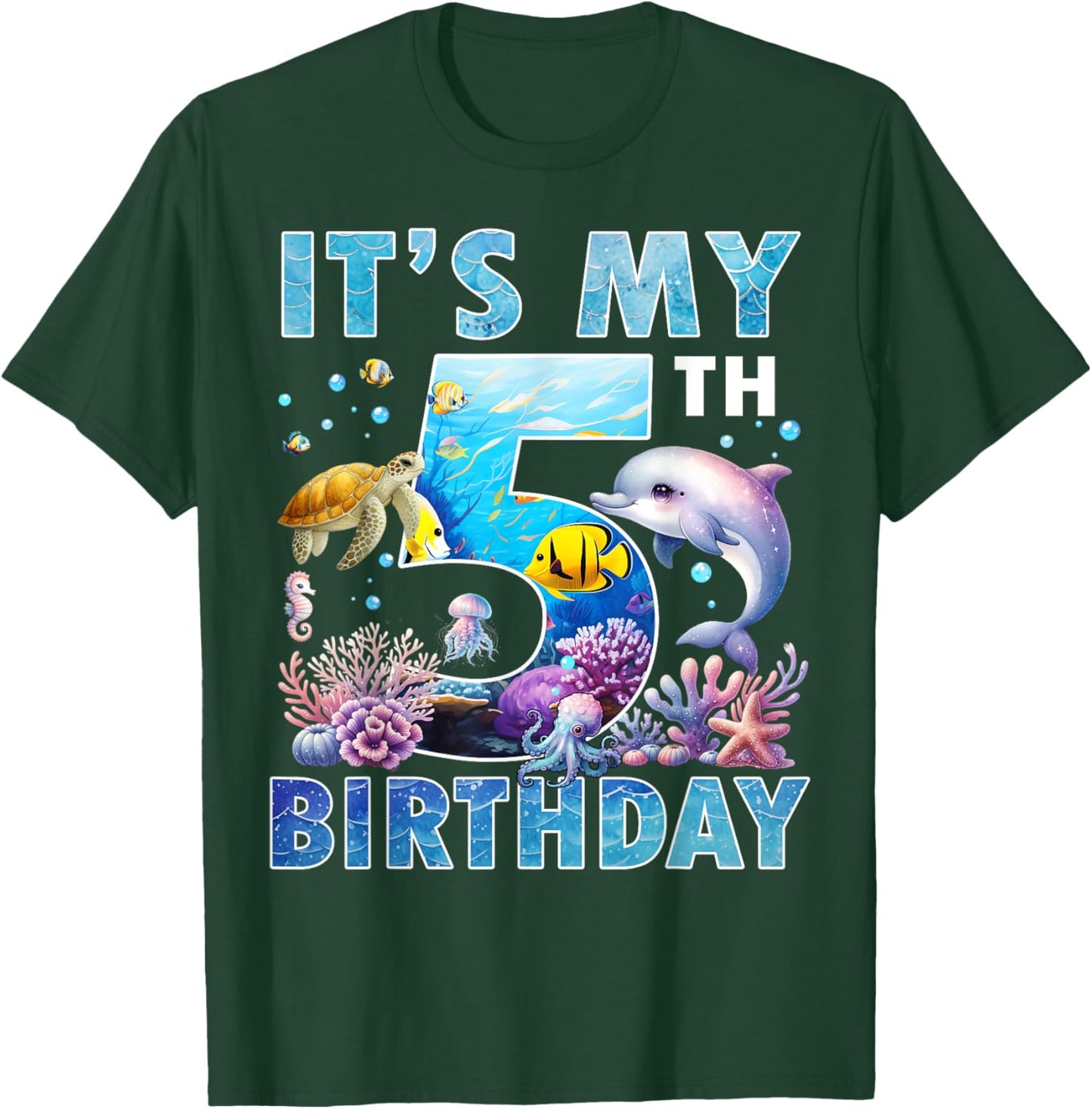 It’s My 5th Birthday Ocean 5 Years Old Sea Aquarium Birthday T-Shirt - T-Shirt | Forest