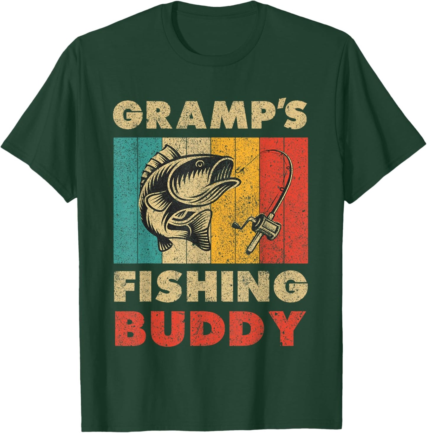 Funny Fishing Gramp's Fishing Buddy Vintage Fishing T-Shirt - T-Shirt | Forest
