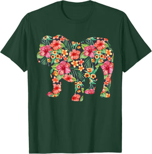 English Bulldog Flower T shirt Dog Silhouette Floral Gift Men Women Girls Kids T-Shirt - T-Shirt | Forest