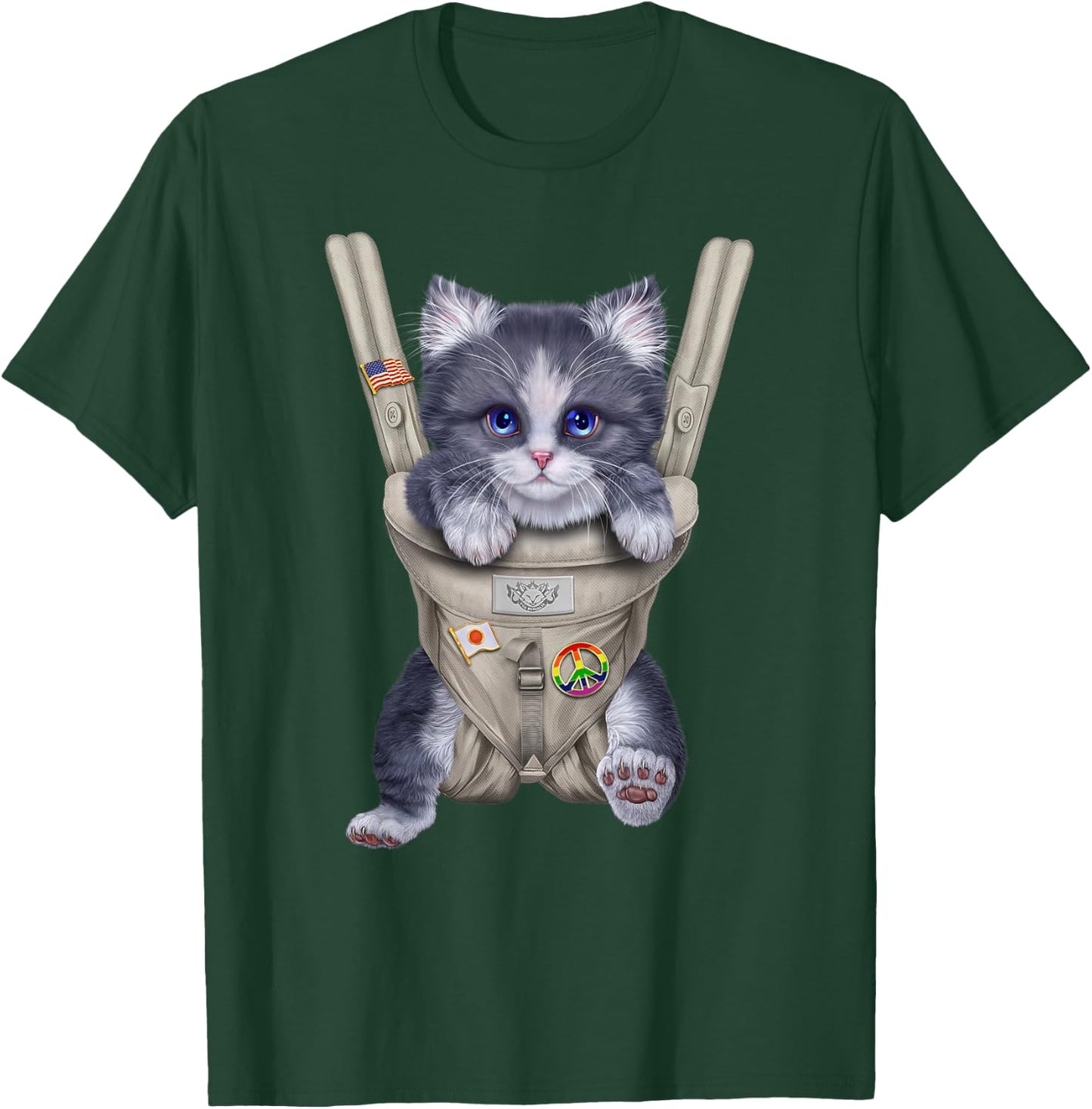 Grey Bicolor Cat in Baby Carrier Women Kids T-Shirt - T-Shirt | Forest