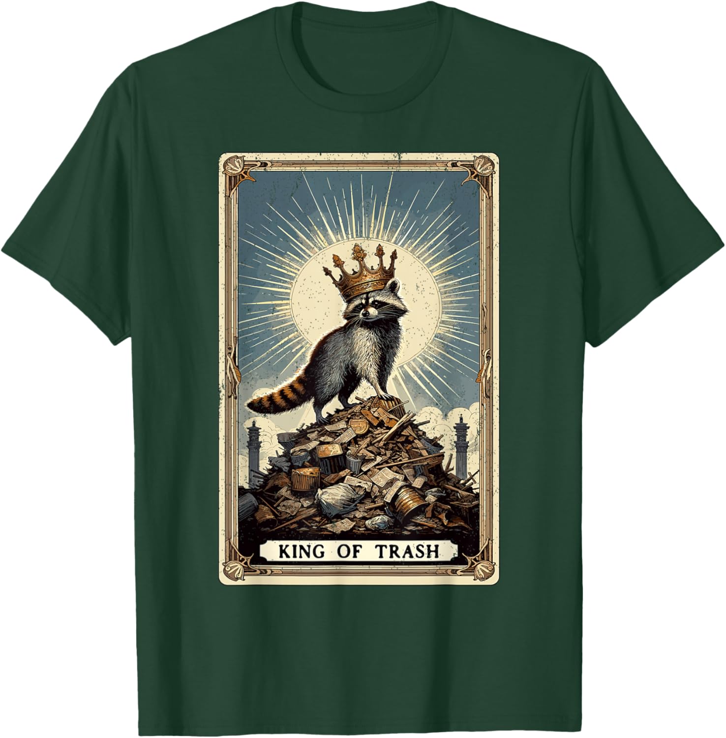 King Of Trash Racoon Tarot Card Raccoon T-Shirt - T-Shirt | Forest