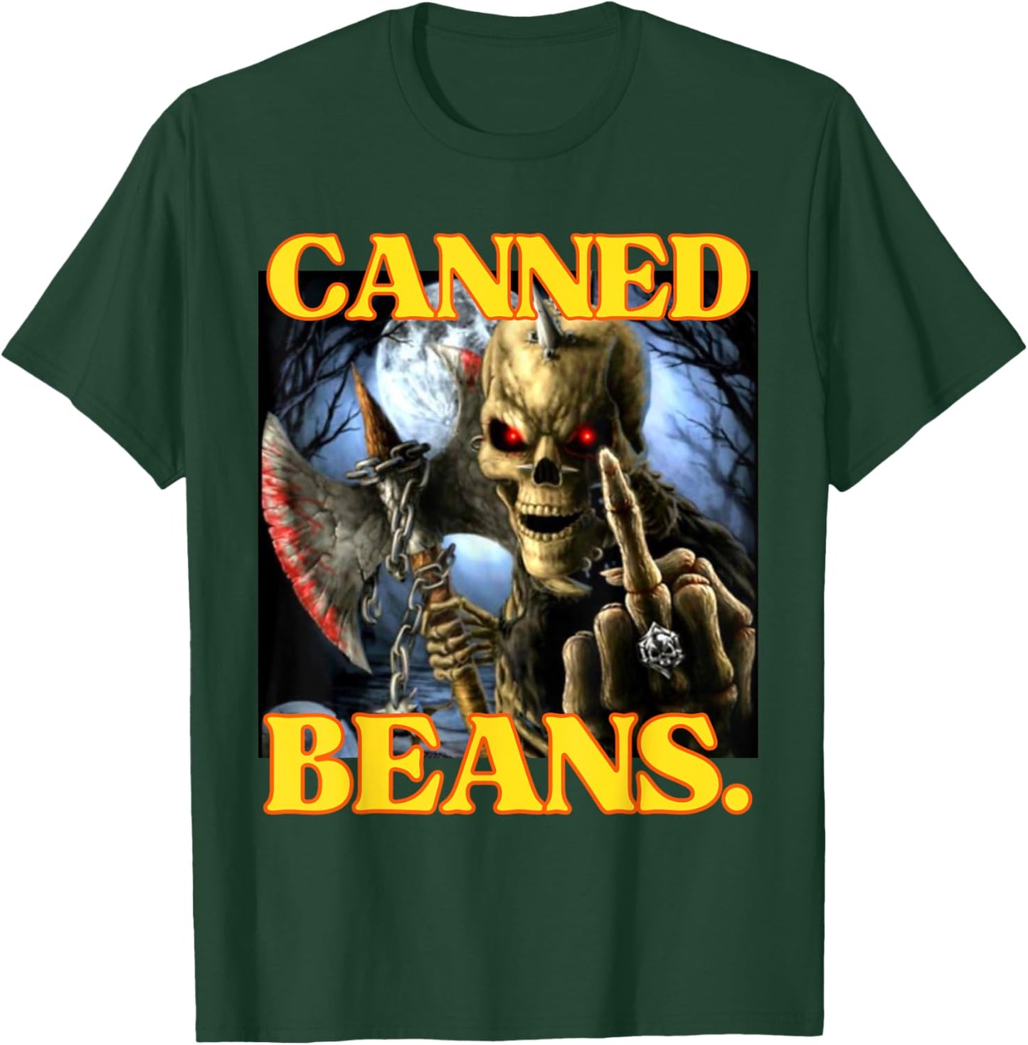 Canned Beans Enjoyer Funny Cringe Hard Skeleton Meme T-Shirt - T-Shirt | Forest