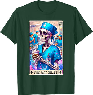 Funny Nurse Tarot Card Doctor Hospital 12hr Shift Night RN T-Shirt - T-Shirt | Forest