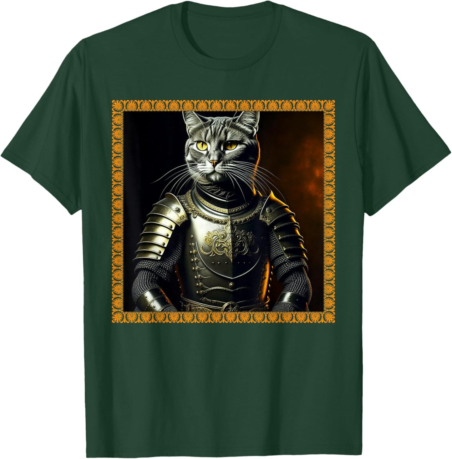 FUNNY CAT MEDIEVAL PORTRAIT RENAISSANCE Oil Painting Pet T-Shirt - T-Shirt | Forest