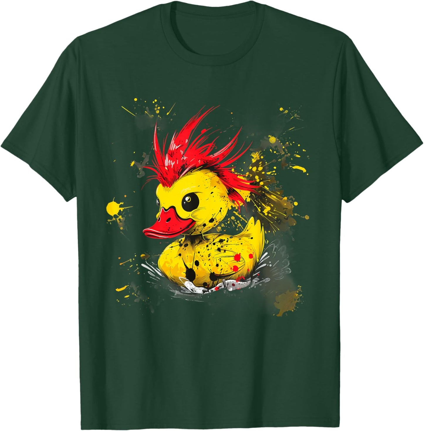 Rubber Duck Watercolor Punk Rock Rubber Duckling Duck Lover T-Shirt - T-Shirt | Forest