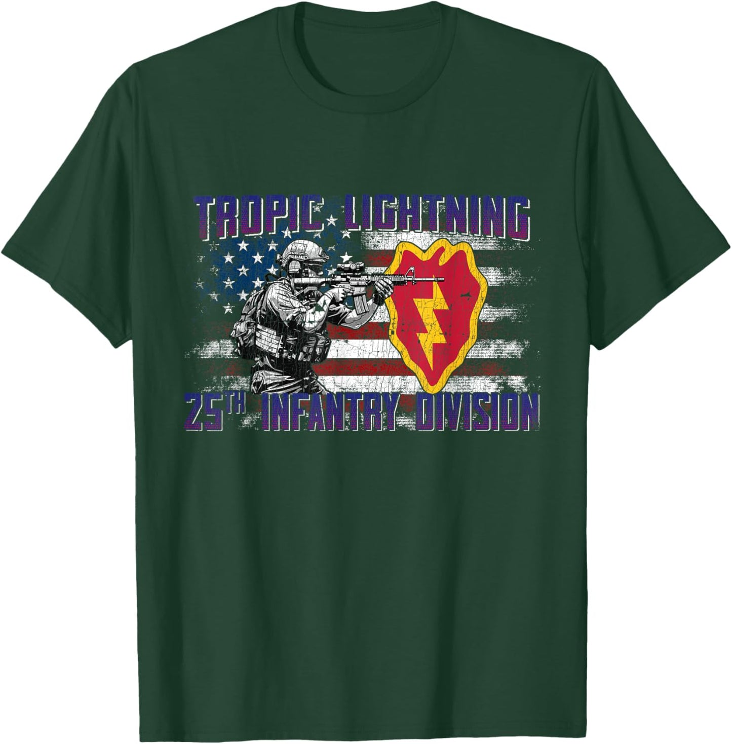 25th Infantry Division 25 ID Tropic Lightning Division T-Shirt - T-Shirt | Forest
