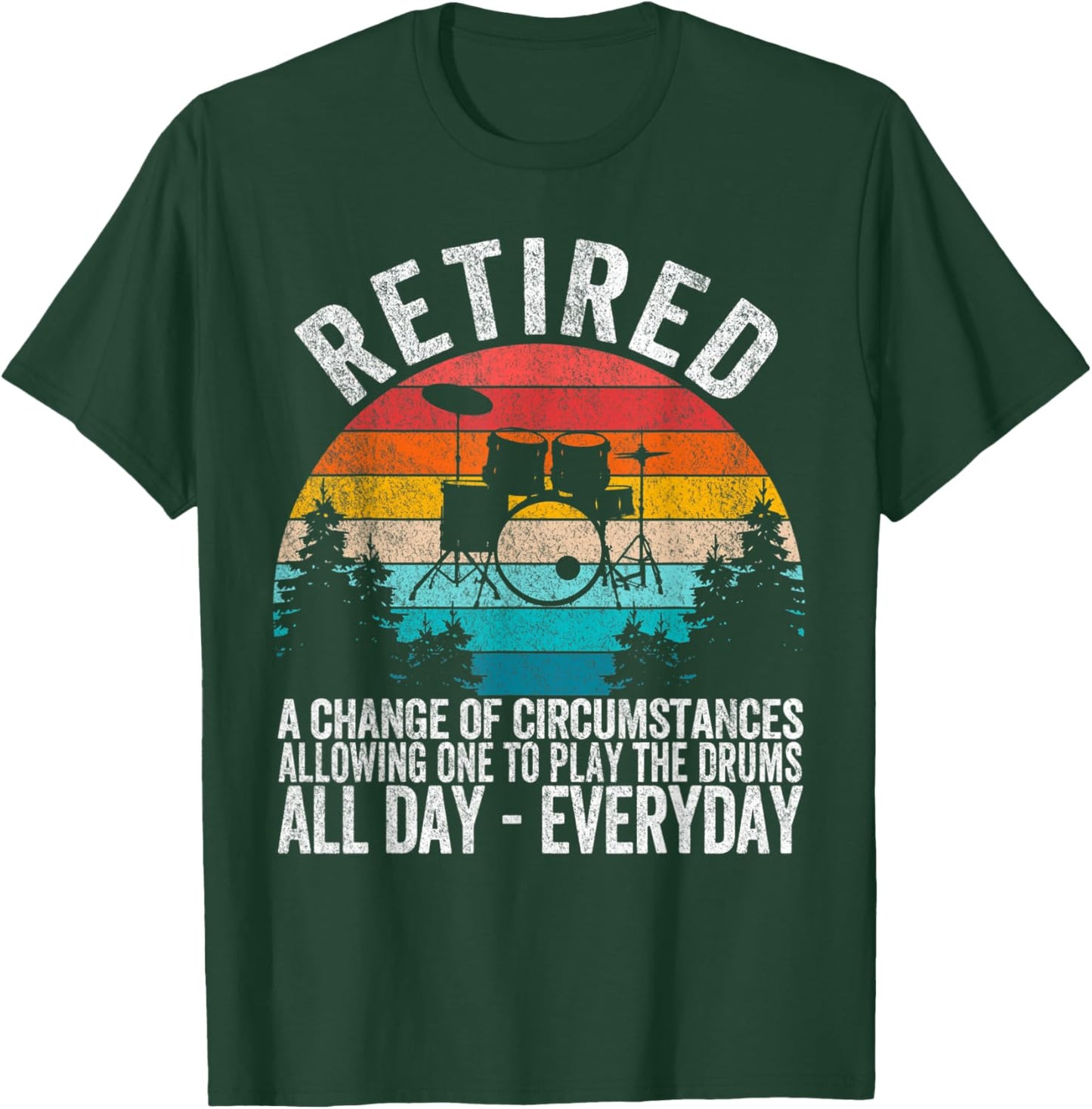Funny Retired Definition Drums Retirement Plan Drummer Retro T-Shirt - T-Shirt | Forest