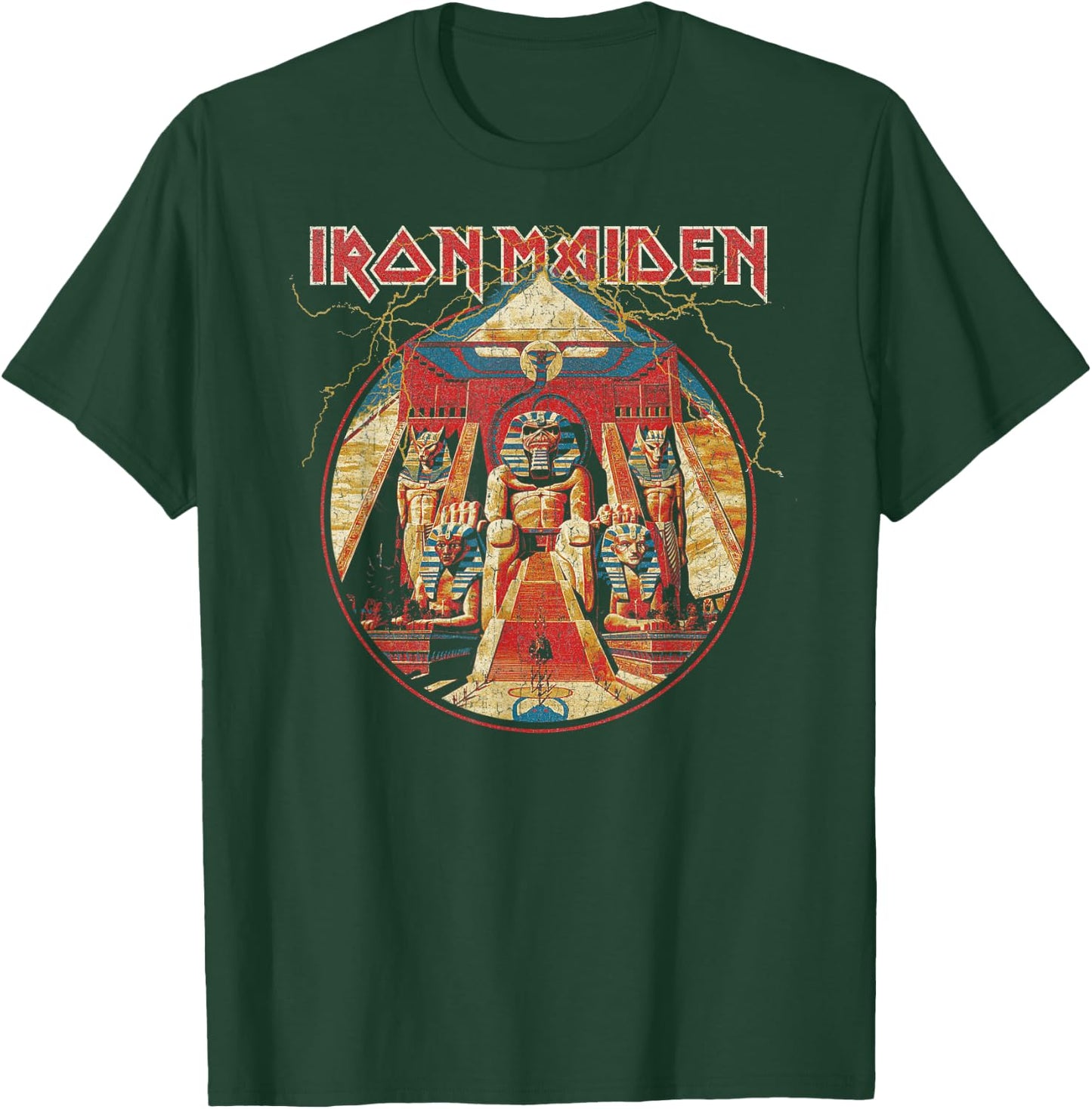 Iron Maiden Powerslave Lightning Circle T-Shirt - T-Shirt | Forest