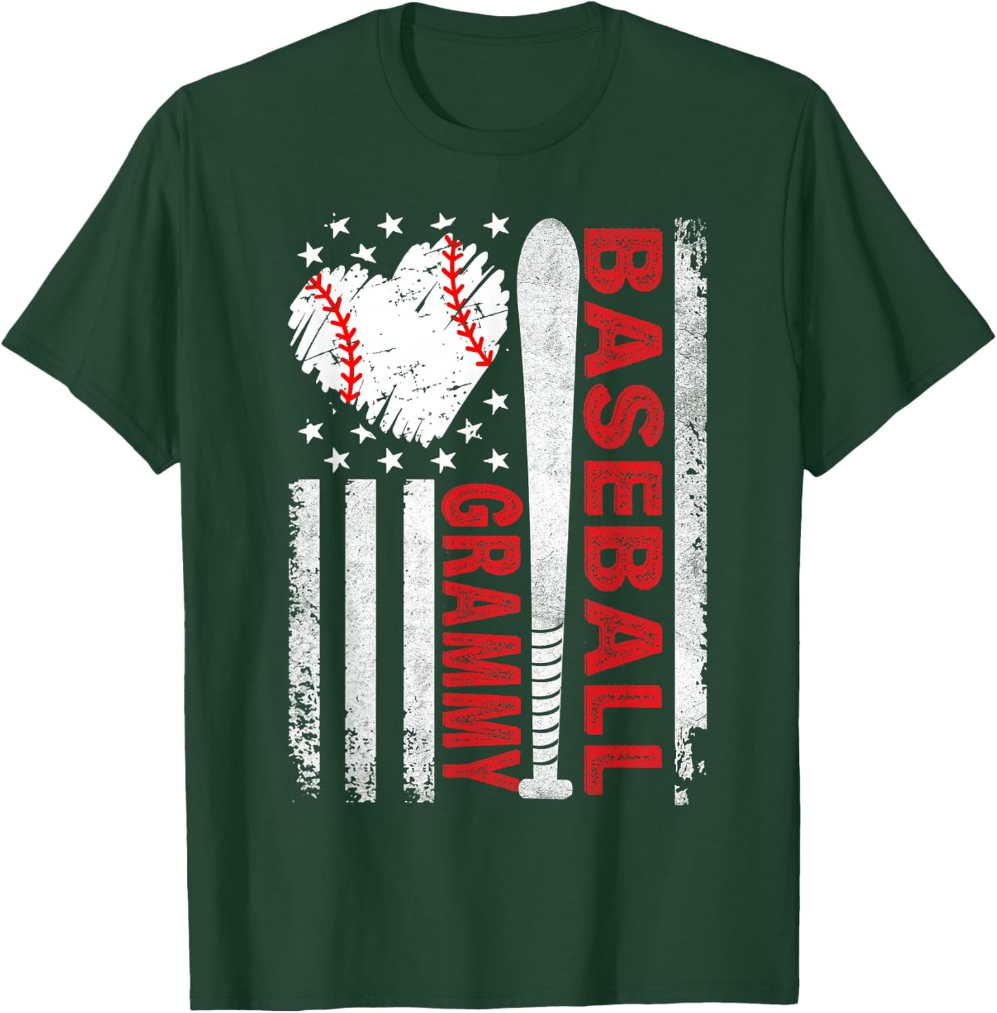 American Flag Baseball Grammy Baseball Heart T-Shirt - T-Shirt | Forest