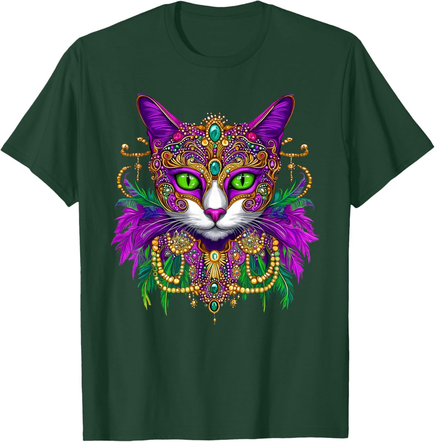 Meowdi Gras Mardi Gras Cat Lover New Orleans Louisiana Men Women Kids T-Shirt - T-Shirt | Forest