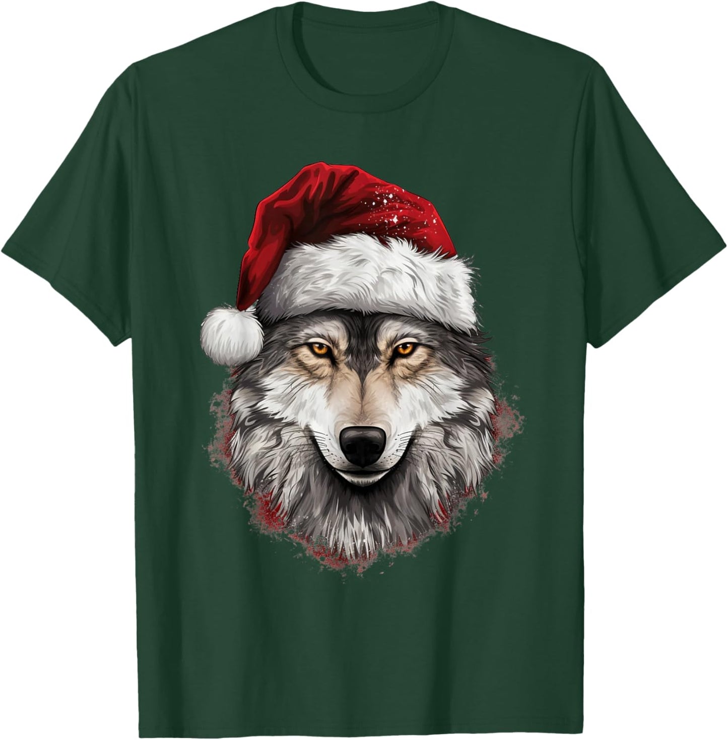 Wolf Christmas Funny Xmas Gift Animal Lovers Men Women Kids T-Shirt - T-Shirt | Forest