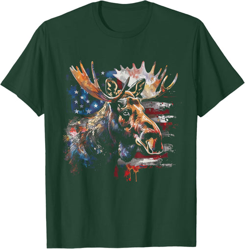 Moose American Flag USA Nature Patriotic Moose Lover Kids Men