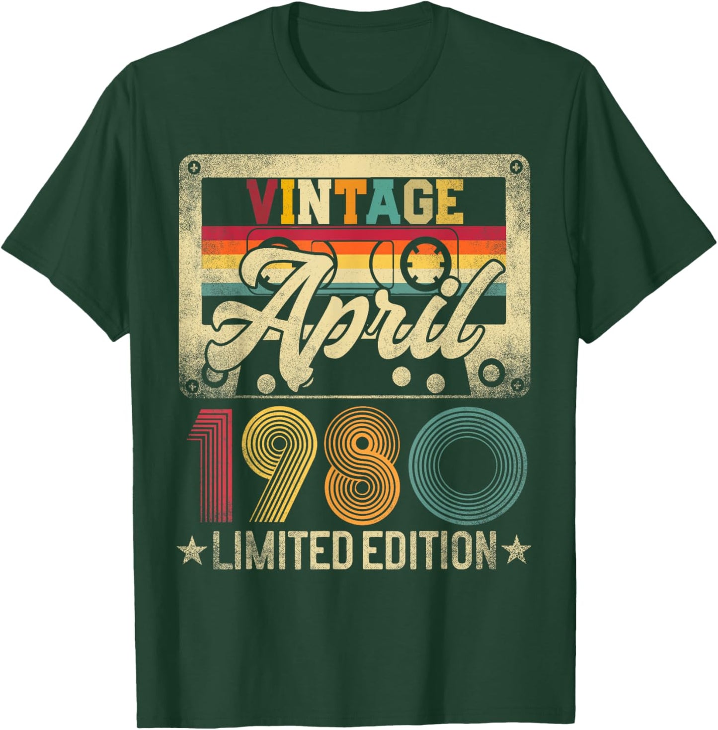 Born In 1980 - Vintage April 44th Birthday 44 Years Old T-Shirt - T-Shirt | Forest