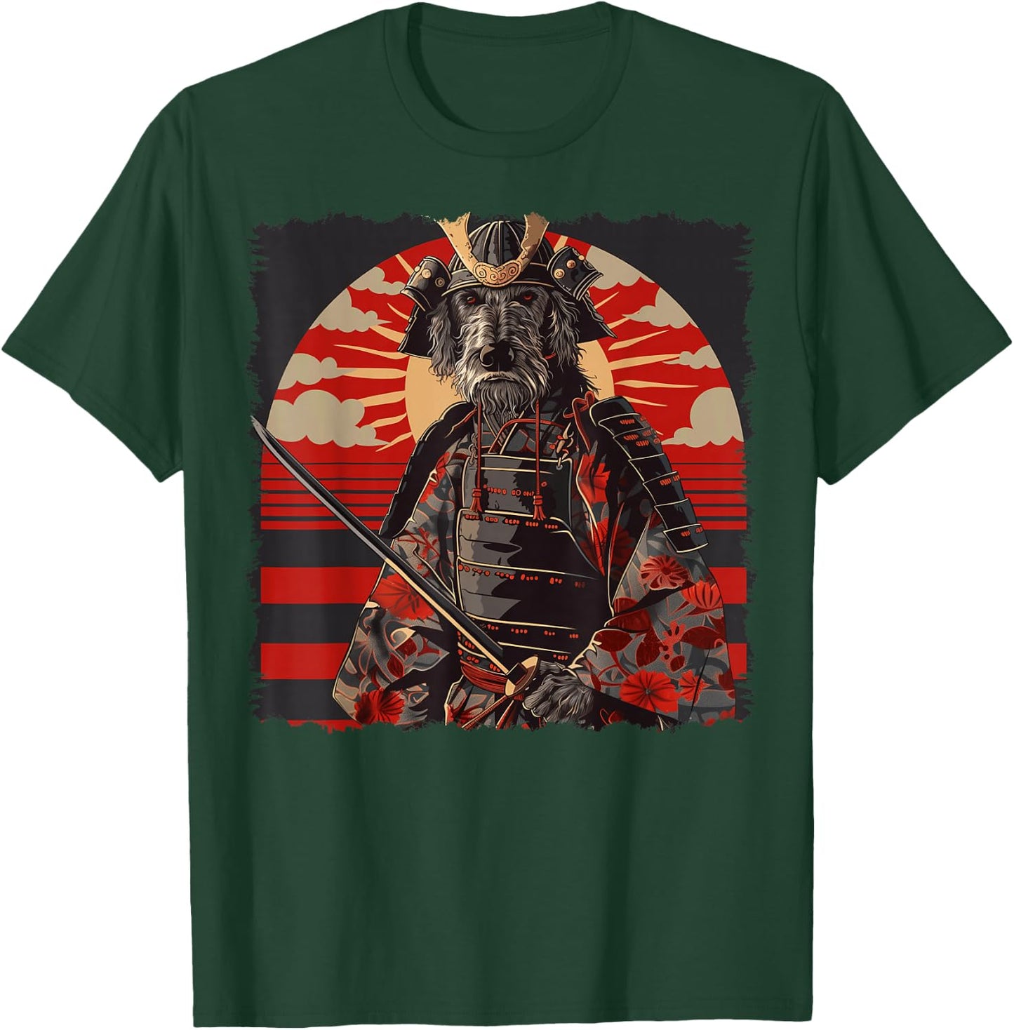 Irish Wolfhound Dog Japanese Art Samurai Ukiyo-e Vintage T-Shirt - T-Shirt | Forest