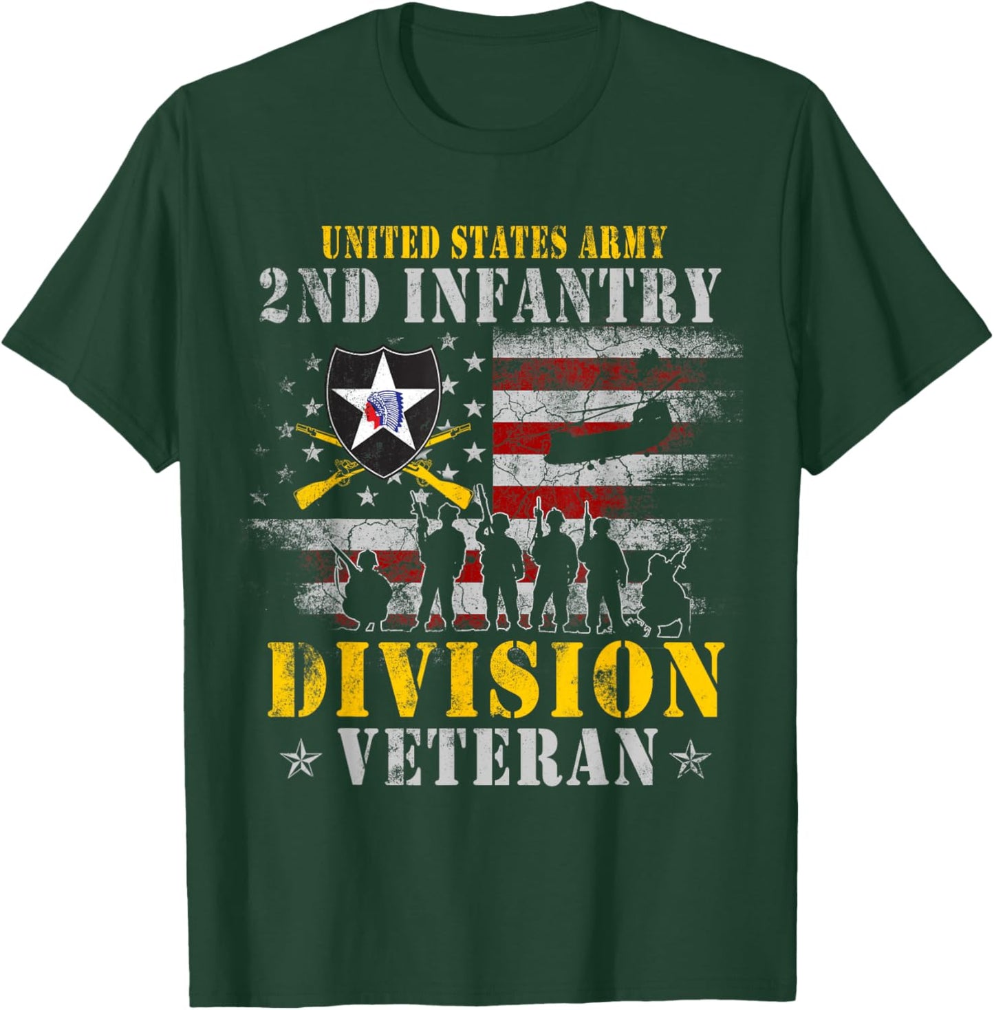 Second to None 2nd Infantry Division Shirt Veterans Day Flag T-Shirt - T-Shirt | Forest