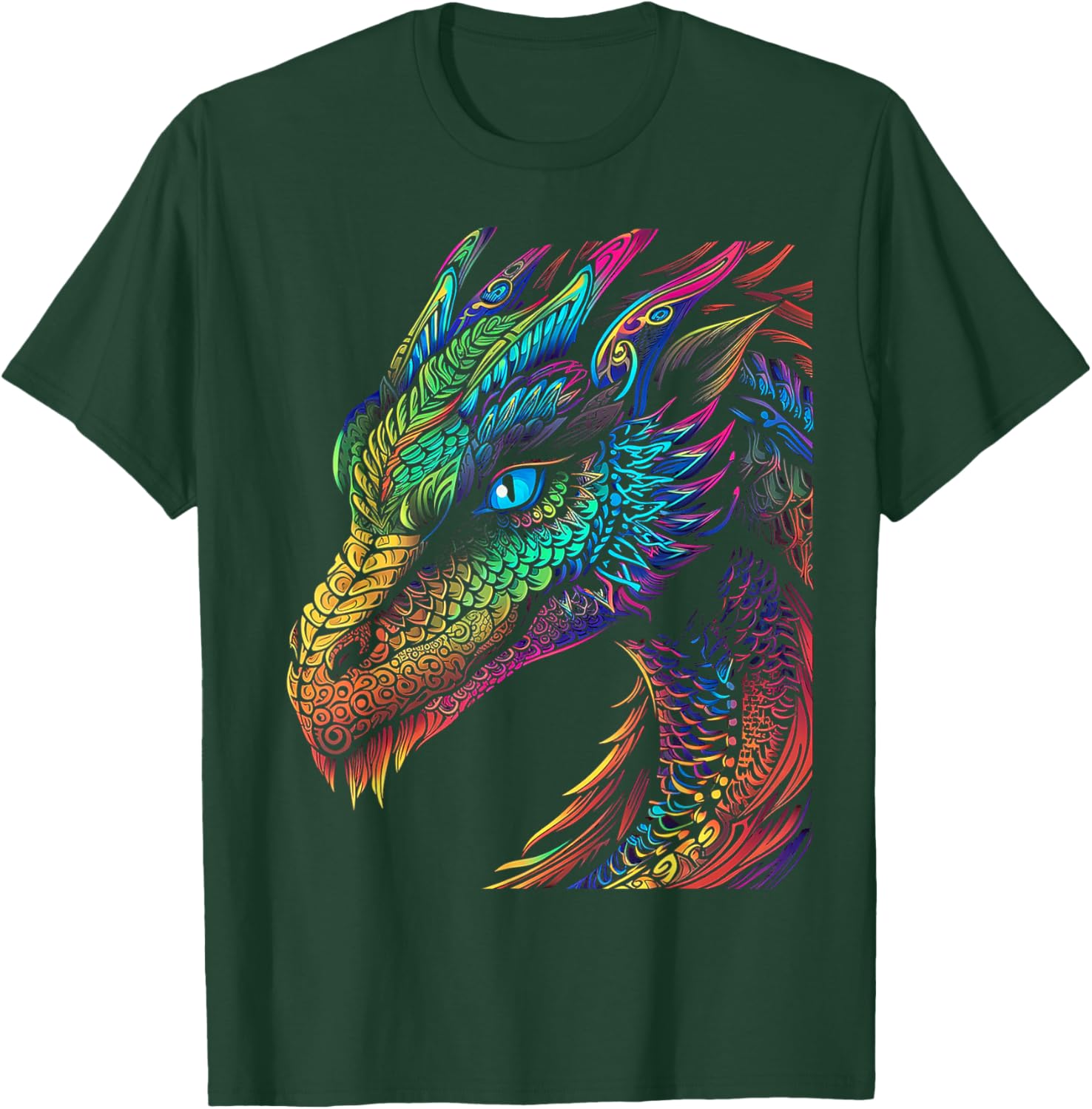 Dragon Colorful Abstract Animal Art Graphic Dragon T-Shirt - T-Shirt | Forest