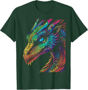 Dragon Colorful Abstract Animal Art Graphic Dragon T-Shirt - T-Shirt | Forest